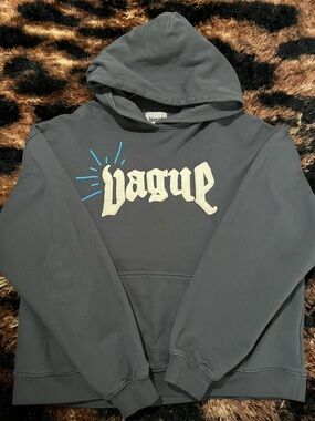Men's Dark Gray Hoodie Sweatshirt with Cream Logo